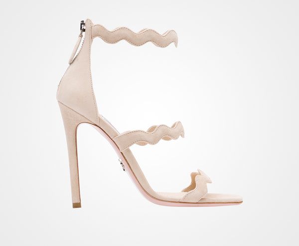 prada scalloped heels gold