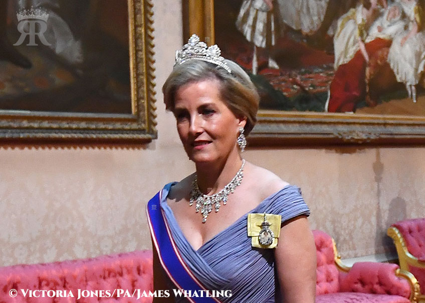 Countess Of Wessex Wears Bruce Oldfield And Remodelled Tiara At State Banquet Replicate Royalty